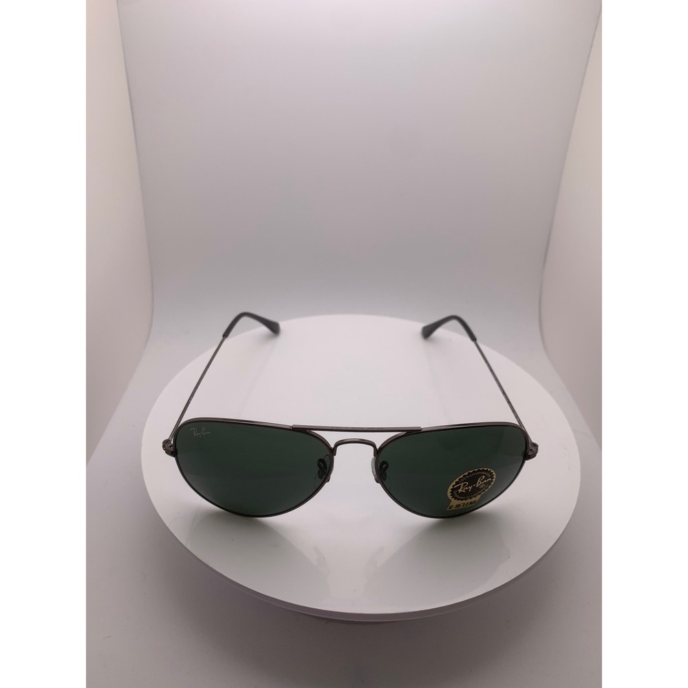 NIB Ray-Ban RB3025 Aviator Large Metal Gunmetal G-15 Green Lens Sunglasses